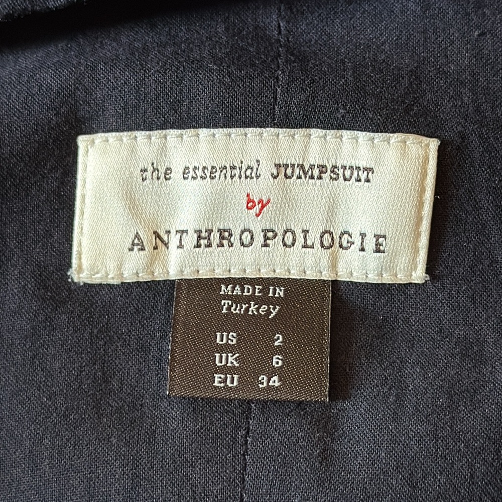 Anthropologie Size 2 Black Wide Leg‎ Pin stripped Jumpsuit - Picture 7 of 12